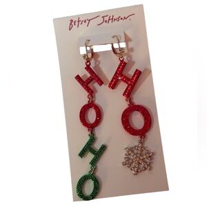 BETSEY JOHNSON Christmas Holiday Festive Santa Set ‘HO HO HO’ Earrings NEW NWT